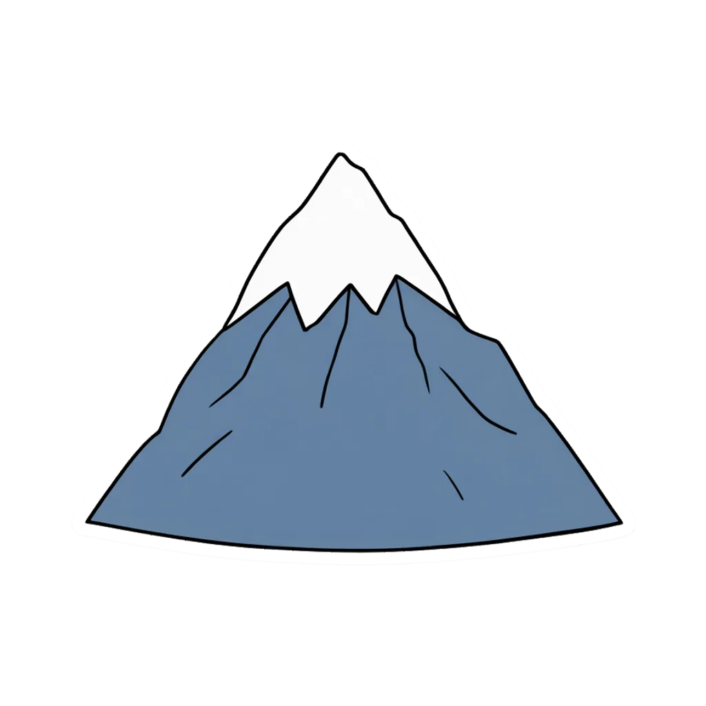 Cartoon graphic element of a mountain with a snow cap (AI-generated)