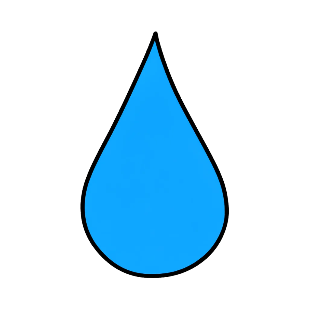 Cartoon graphic element of a single water drop (AI-generated)
