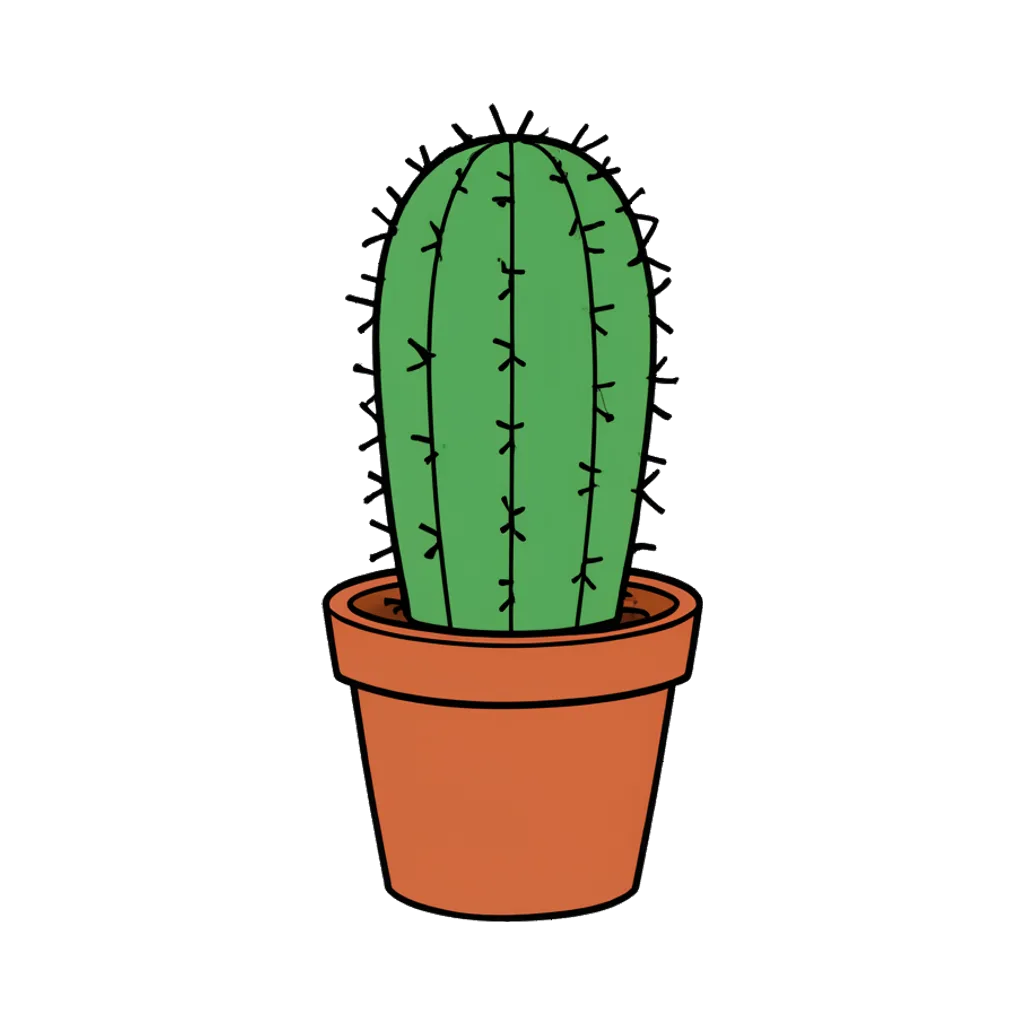 Cartoon graphic element of a cactus in a small pot (AI-generated)