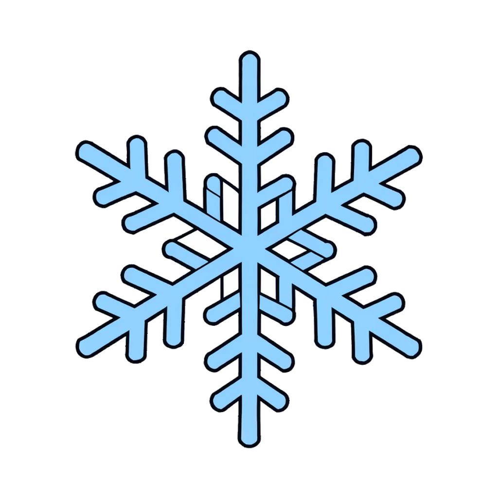 Cartoon graphic element of a six point snowflake (AI-generated)