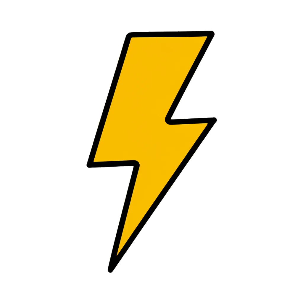 Cartoon graphic element of a lightning bolt (AI-generated)