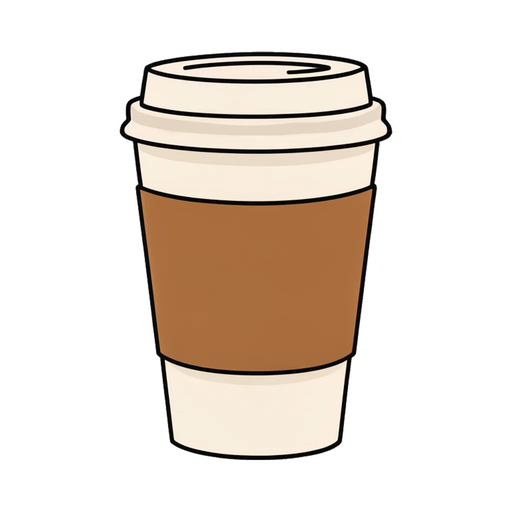 Cartoon graphic element of a takeaway coffee cup (AI-generated)