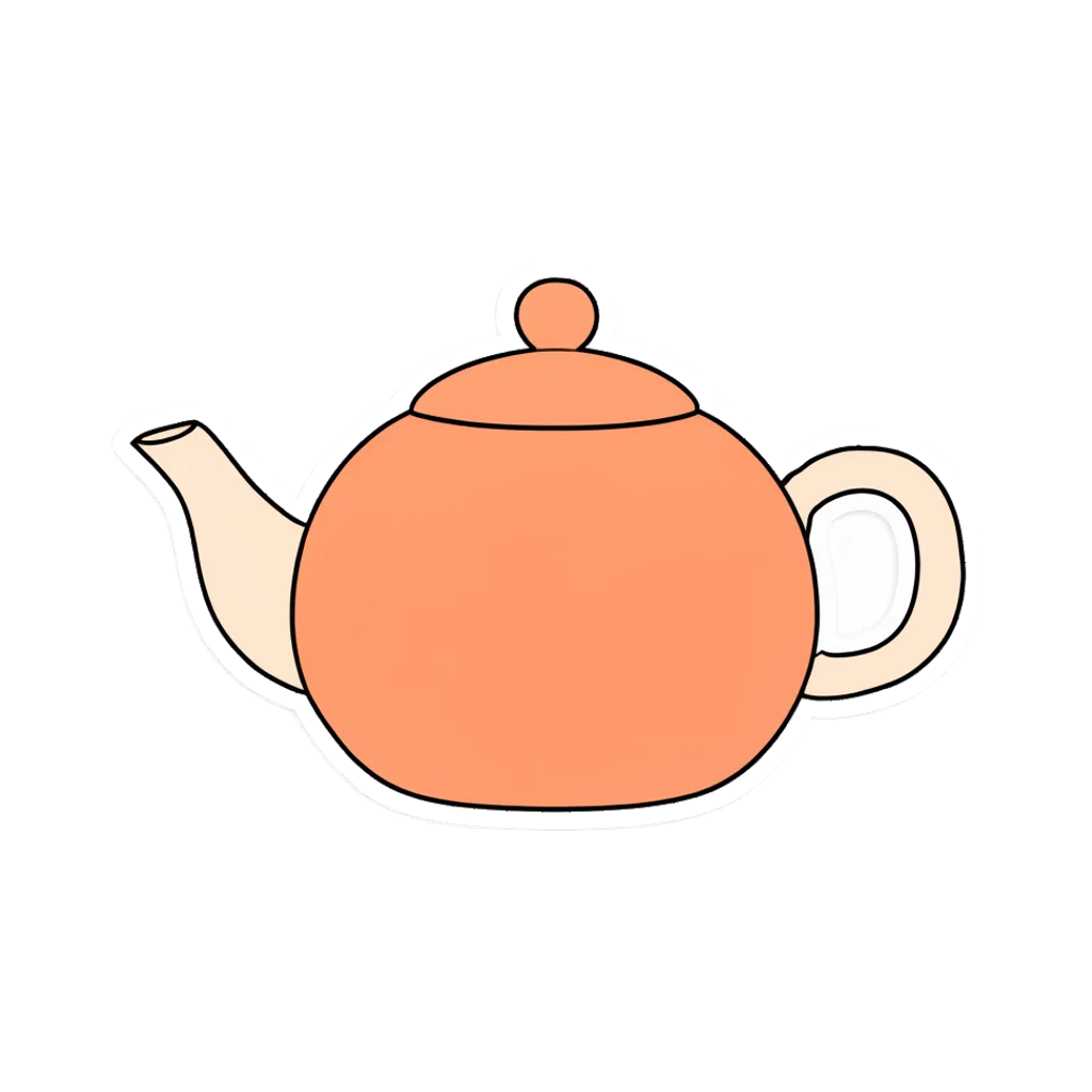 Cartoon graphic element of a round teapot (AI-generated)