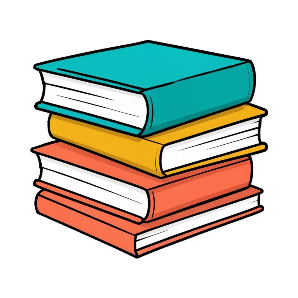 Cartoon graphic element of a stack of three books (AI-generated)