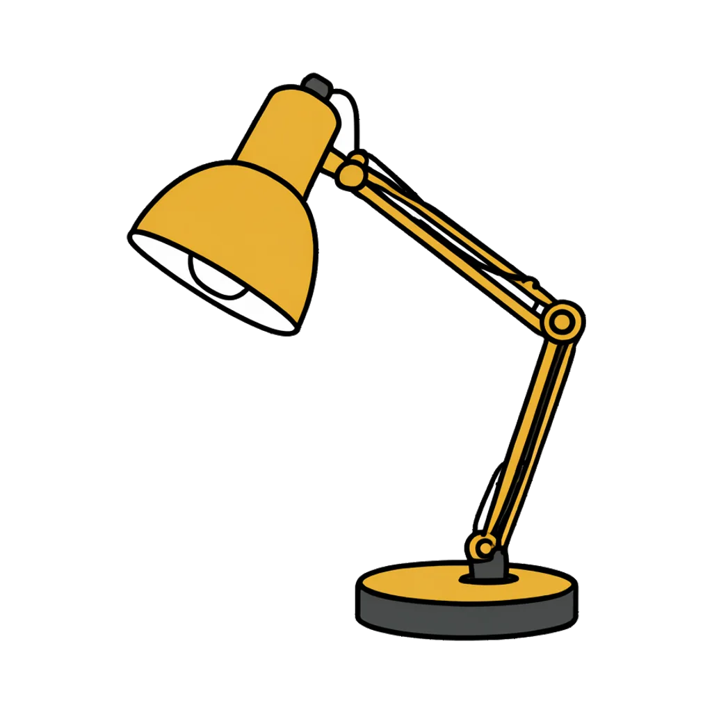 Cartoon graphic element of an articulated desk lamp (AI-generated)