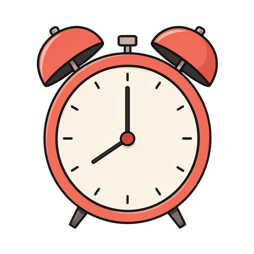 Cartoon graphic element of an alarm clock with two bells (AI-generated)