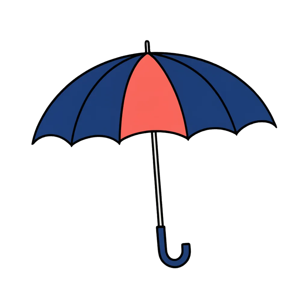 Cartoon graphic element of an open umbrella (AI-generated)
