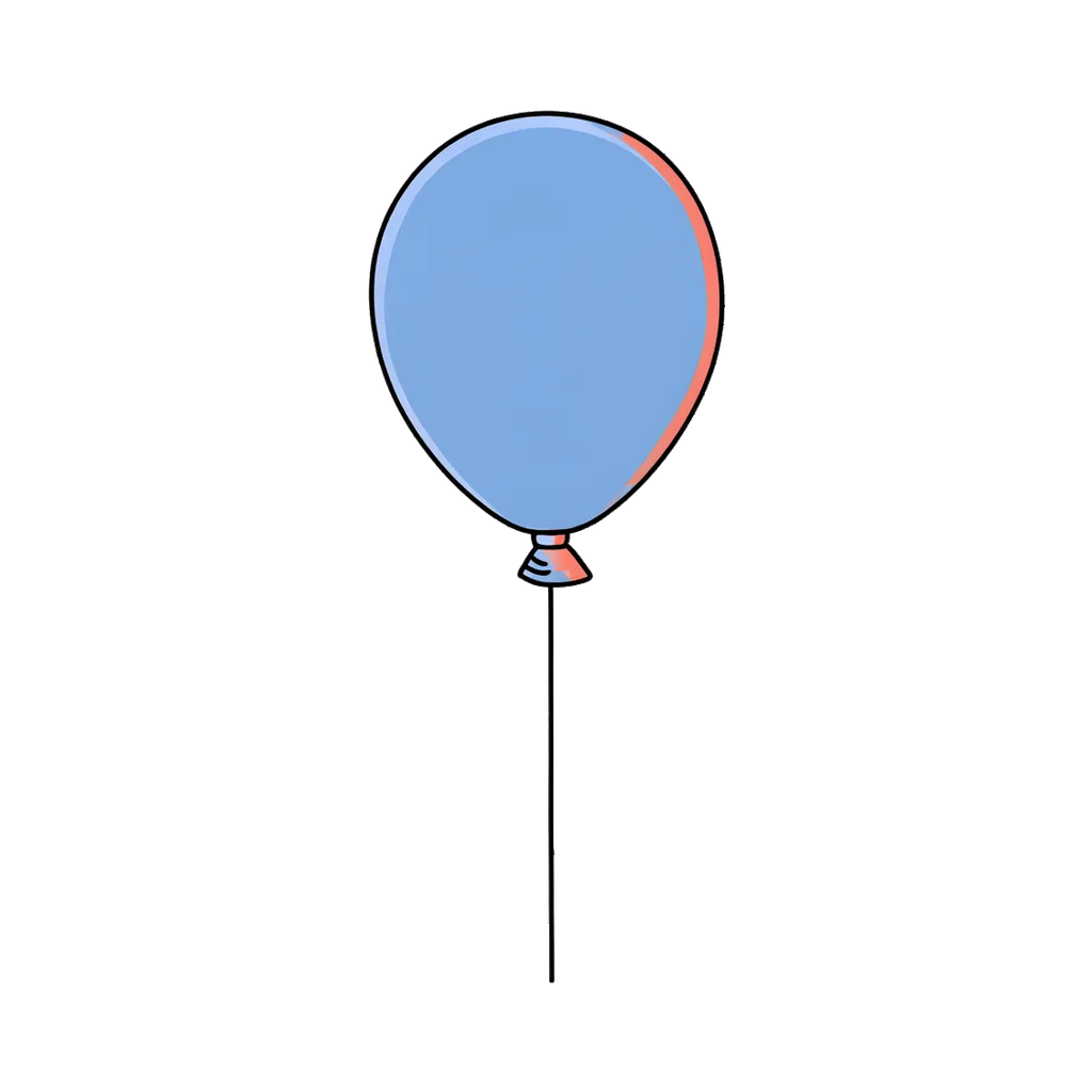 Cartoon graphic element of a single balloon on a string (AI-generated)