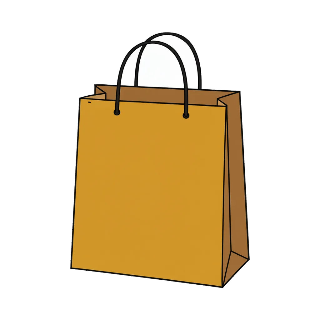 Cartoon graphic element of a paper shopping bag (AI-generated)