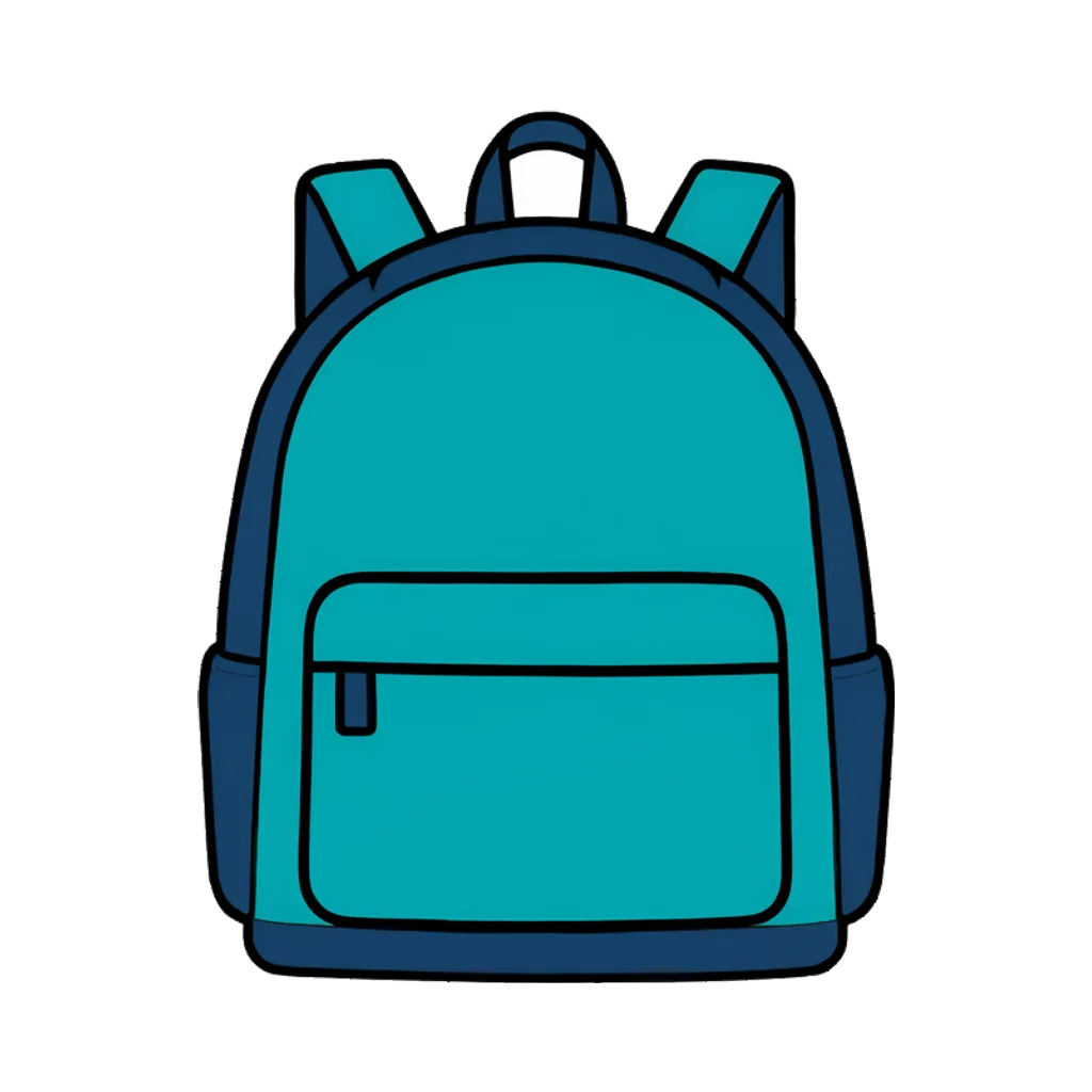Cartoon graphic element of a small backpack (AI-generated)