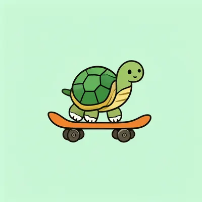 Cartoon Turtle on a Skateboard (AI-generated)