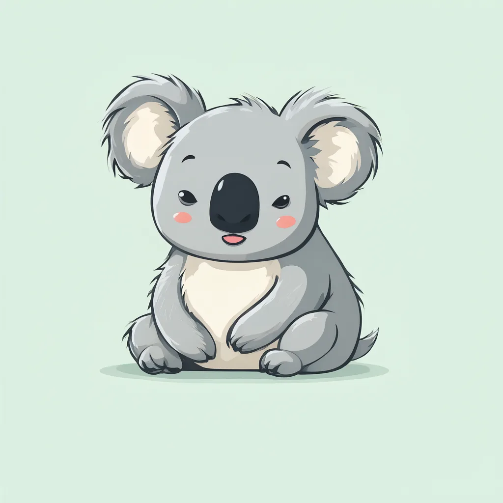 Cartoon illustration of a grey koala sleeping on a branch on a soft mint background