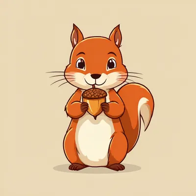 Cartoon Squirrel with an Acorn (AI-generated)