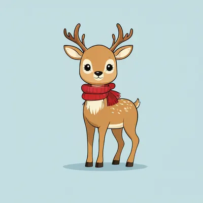 Cartoon Deer with a Scarf (AI-generated)