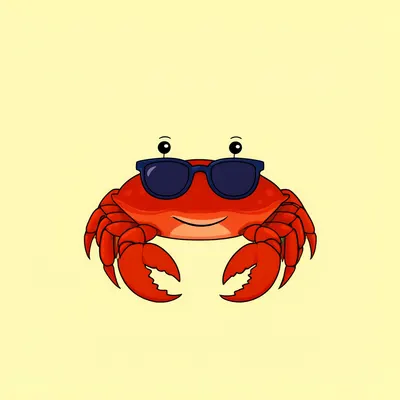 Cartoon Crab with Sunglasses (AI-generated)