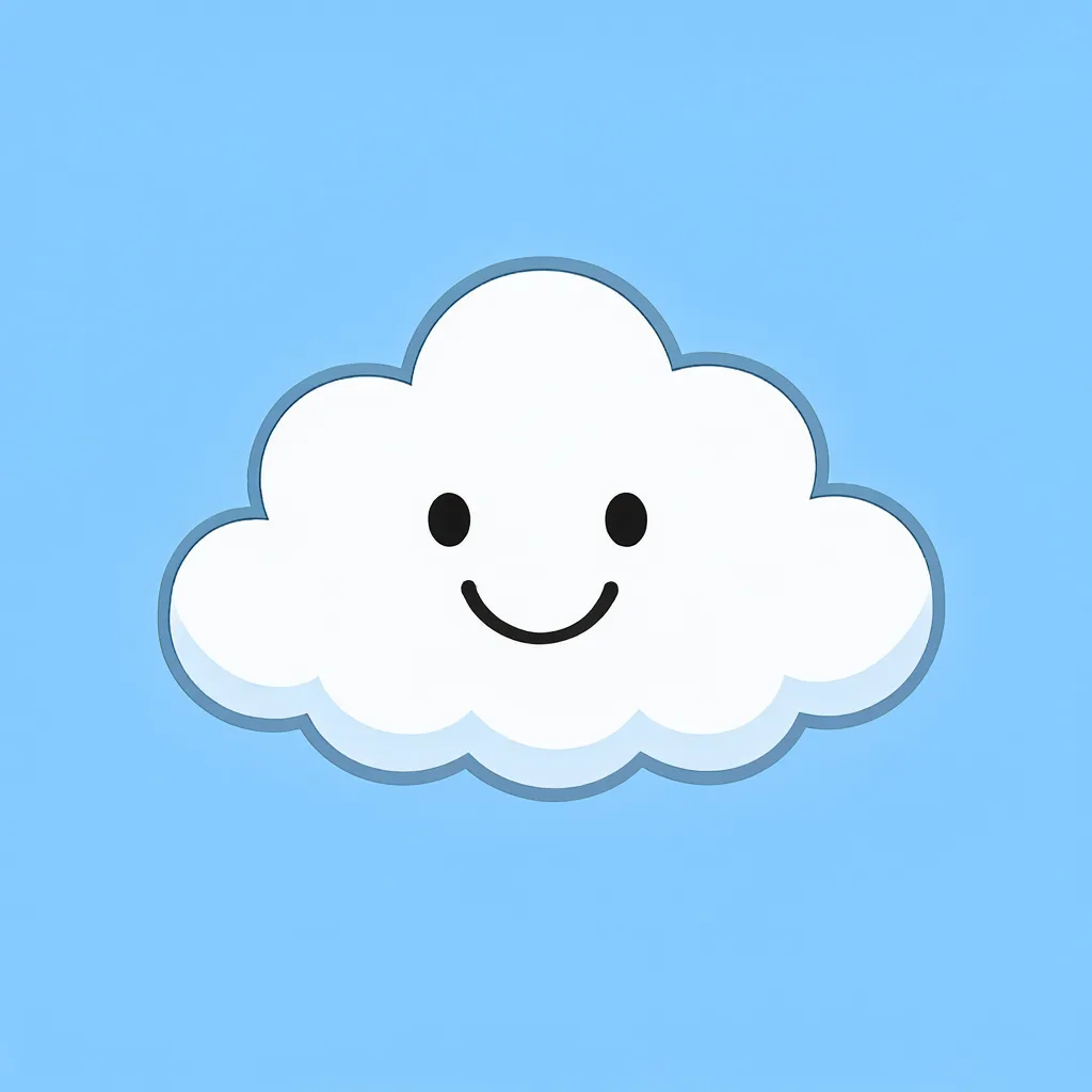 Cartoon illustration of a smiling white cloud character on a sky blue background (AI-generated)