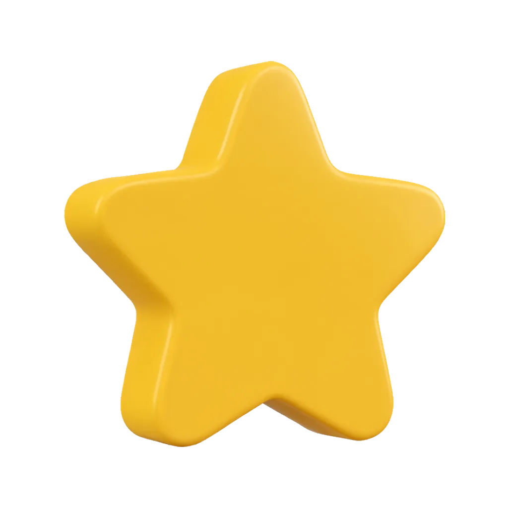 3D clay icon of a chunky clay star in warm gold