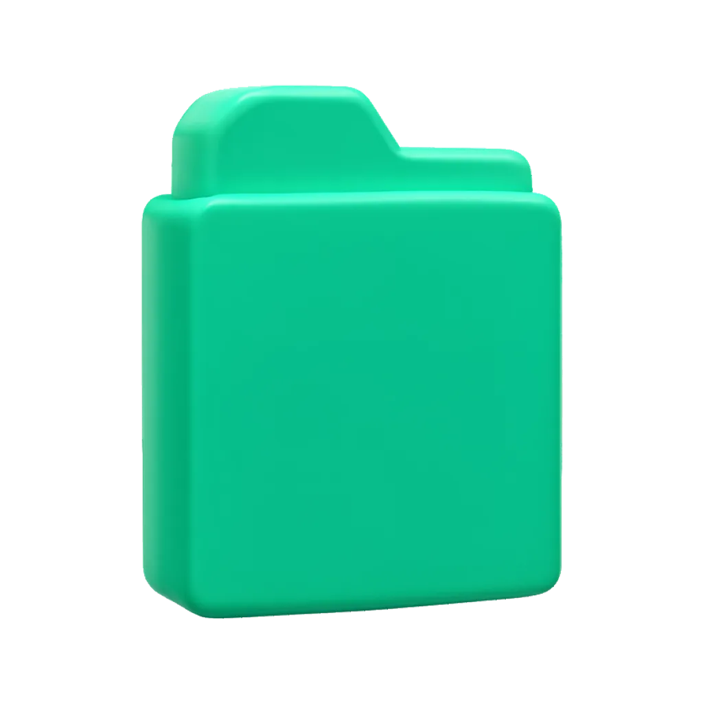3D clay icon of a clay file folder in teal green
