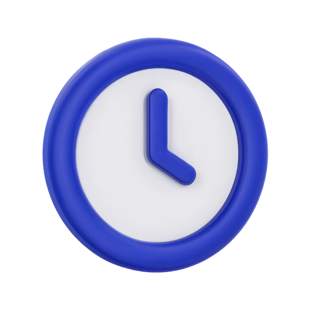 3D clay icon of a round clay clock in navy and white