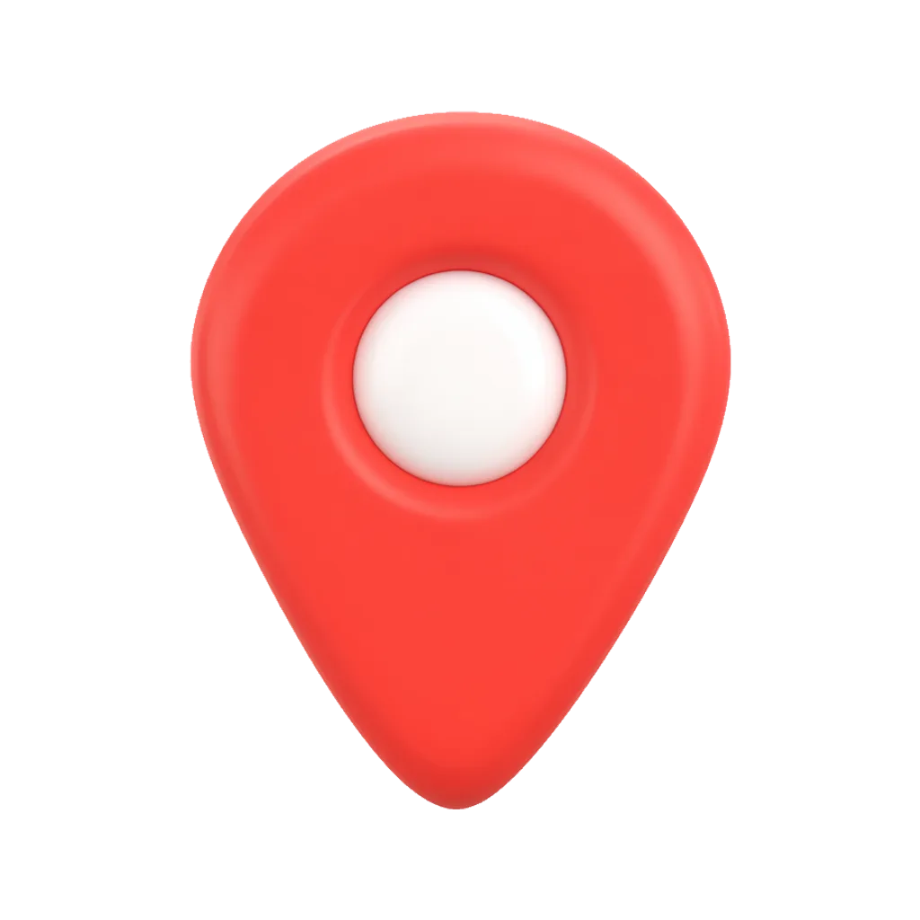 3D clay icon of a clay map location pin in red and white