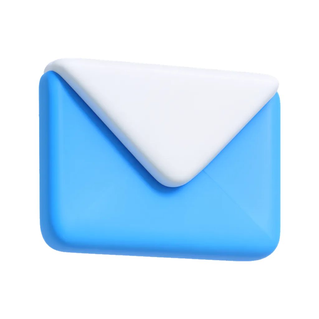 3D clay icon of an envelope cloth icon in sky blue