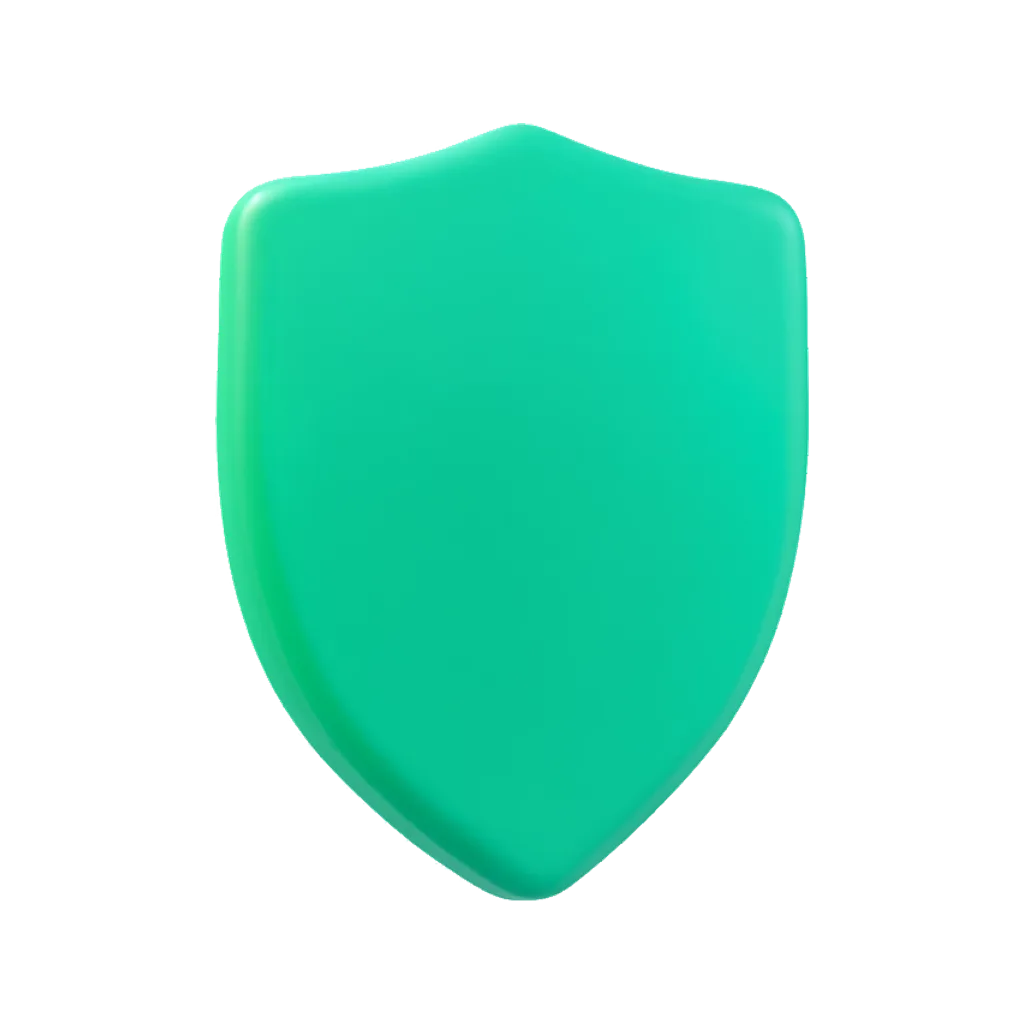3D clay icon of a rounded shield clay icon in teal