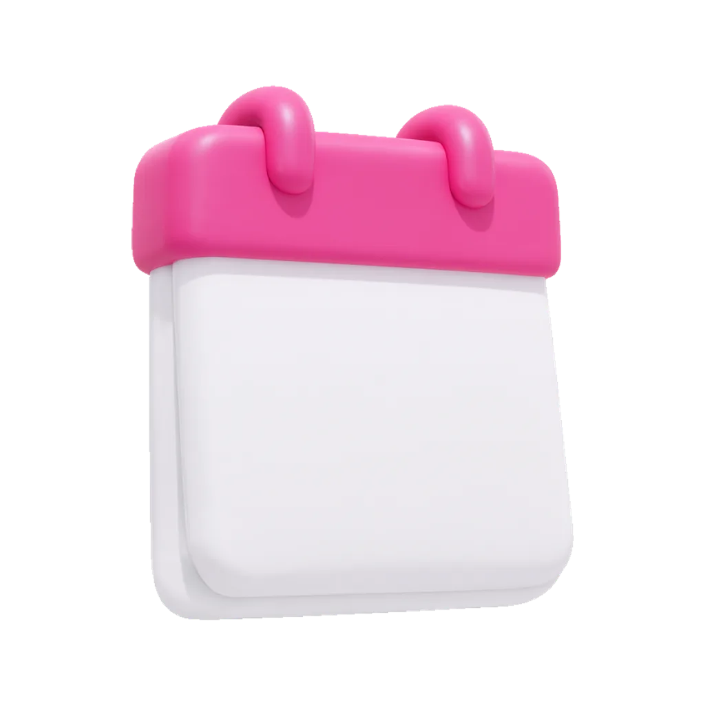 3D clay icon of a desk calendar clay icon in rose pink