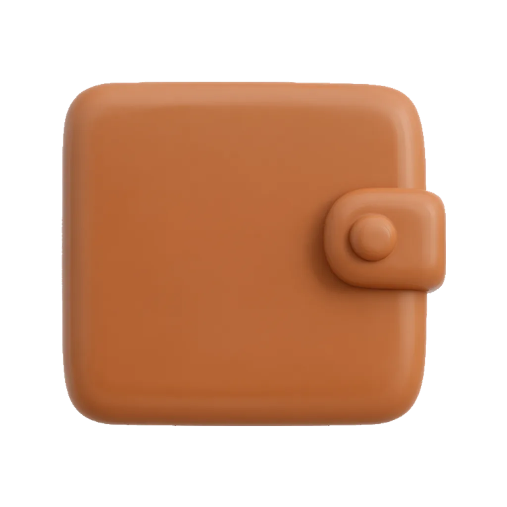 3D clay icon of a wallet clay icon in warm brown