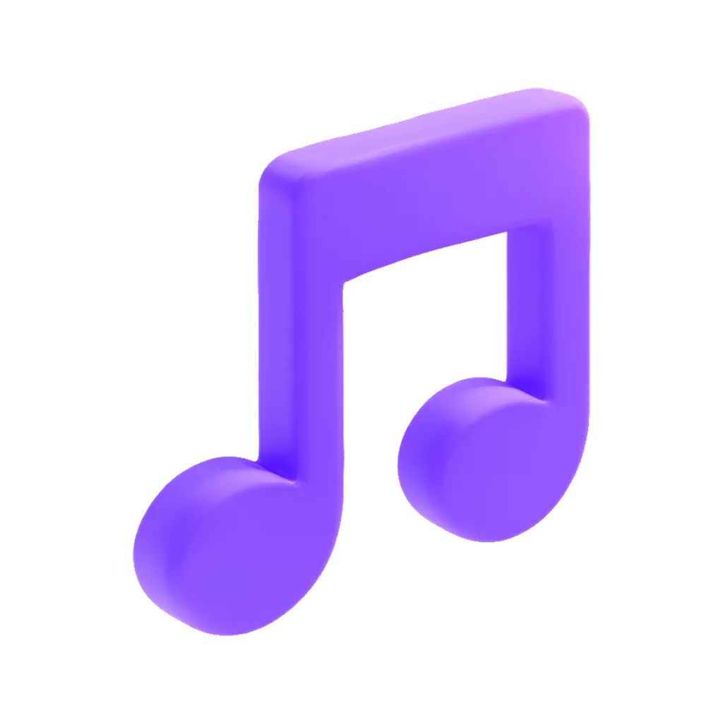 3D clay icon of a music note clay icon in violet
