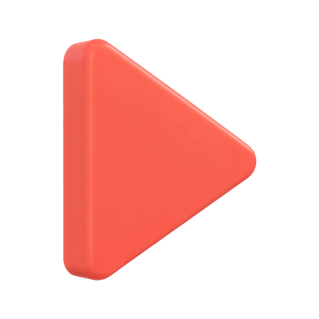 3D clay icon of a play triangle clay icon in coral
