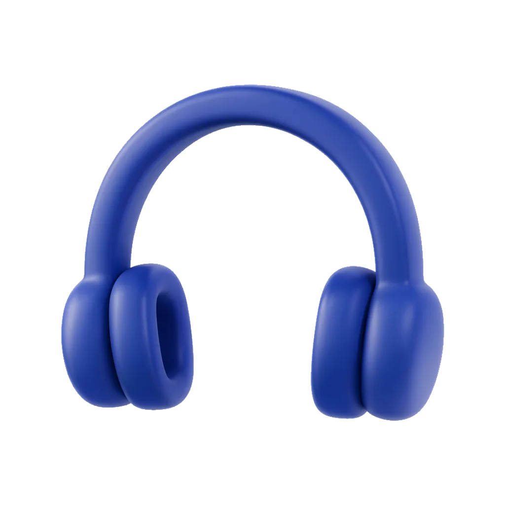 3D clay icon of over-ear headphones clay icon in navy