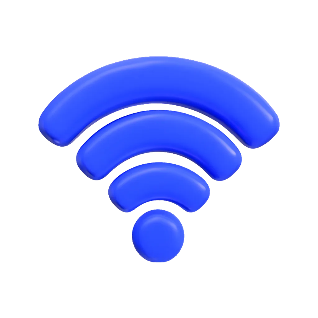 3D clay icon of wi-fi arcs clay icon in royal blue