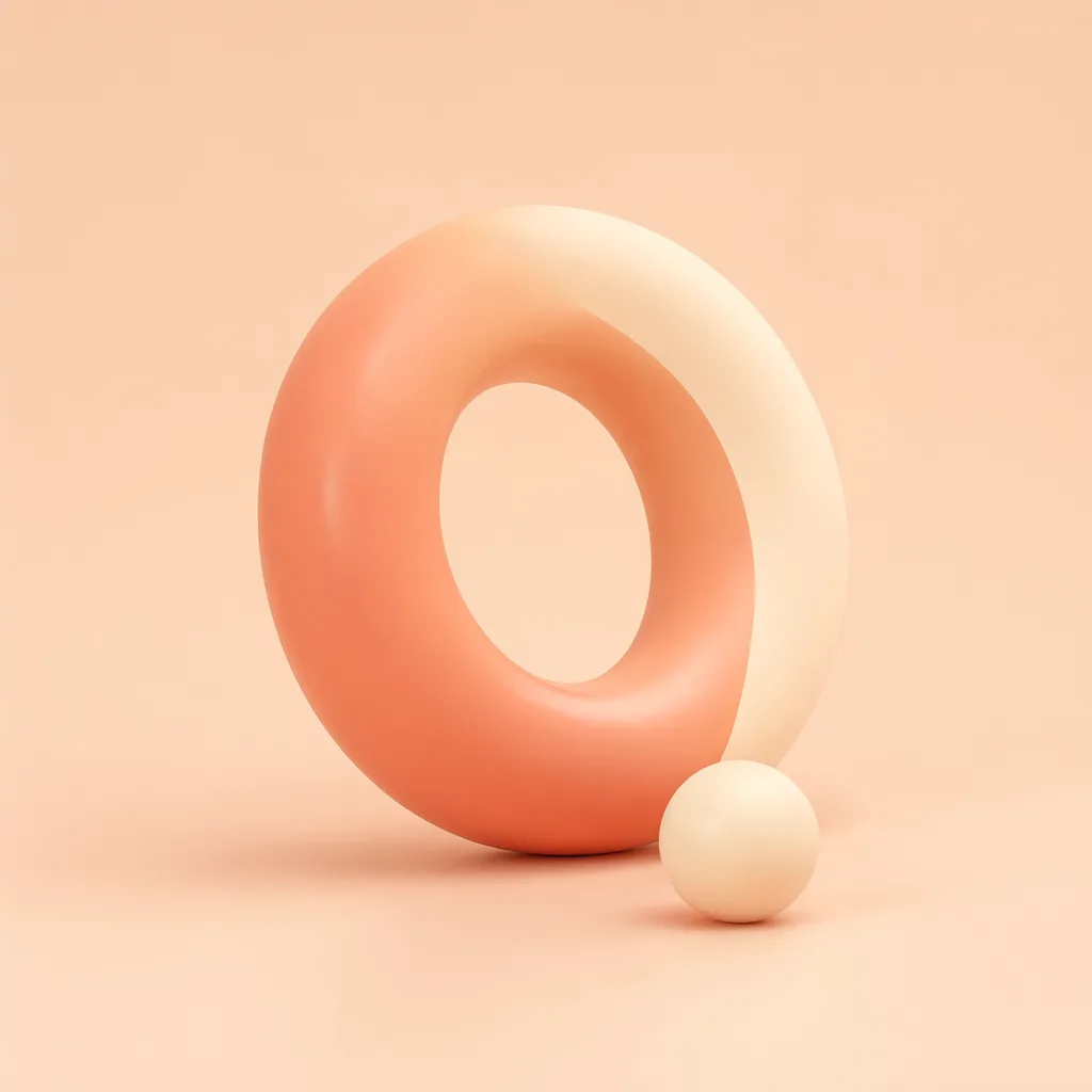 Pastel 3D render of a thick torus ring with a small ball