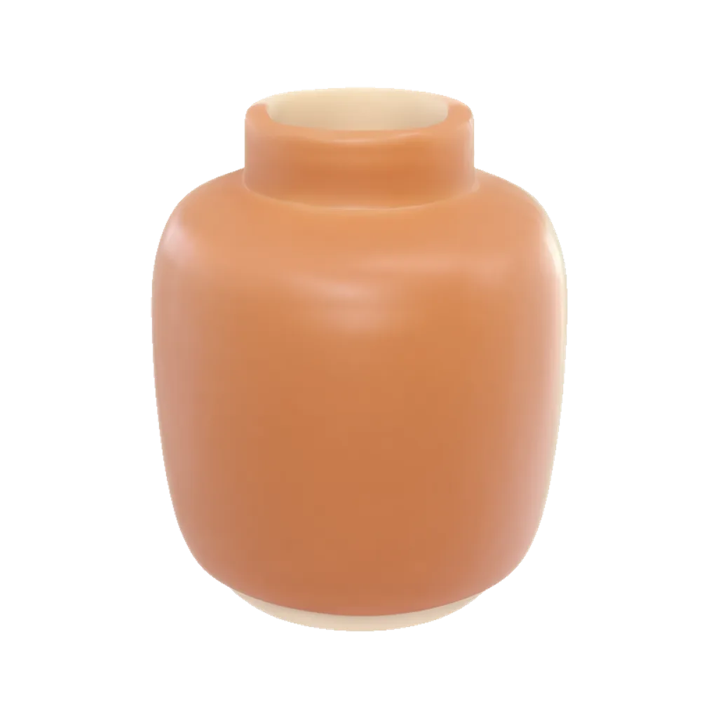 3D render of a rounded terracotta vase