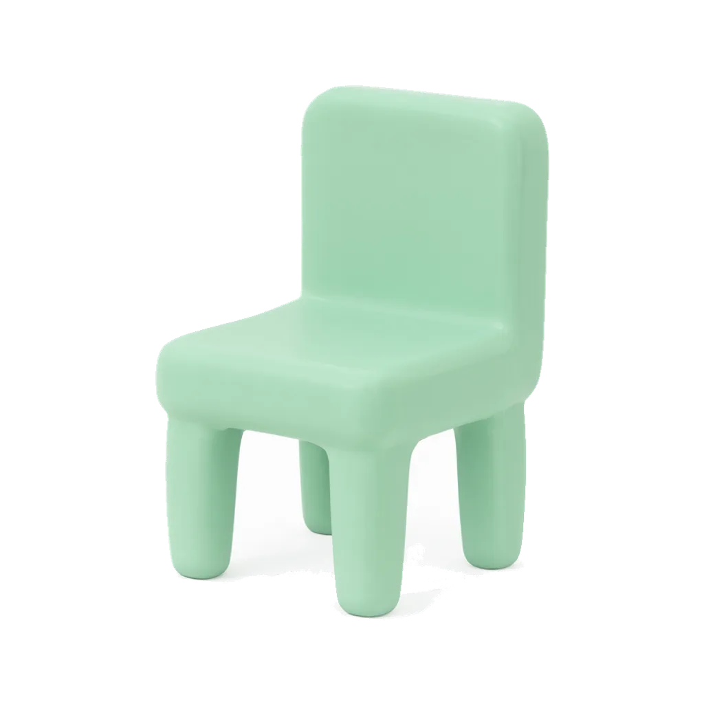 3D render of a simple mint green chair