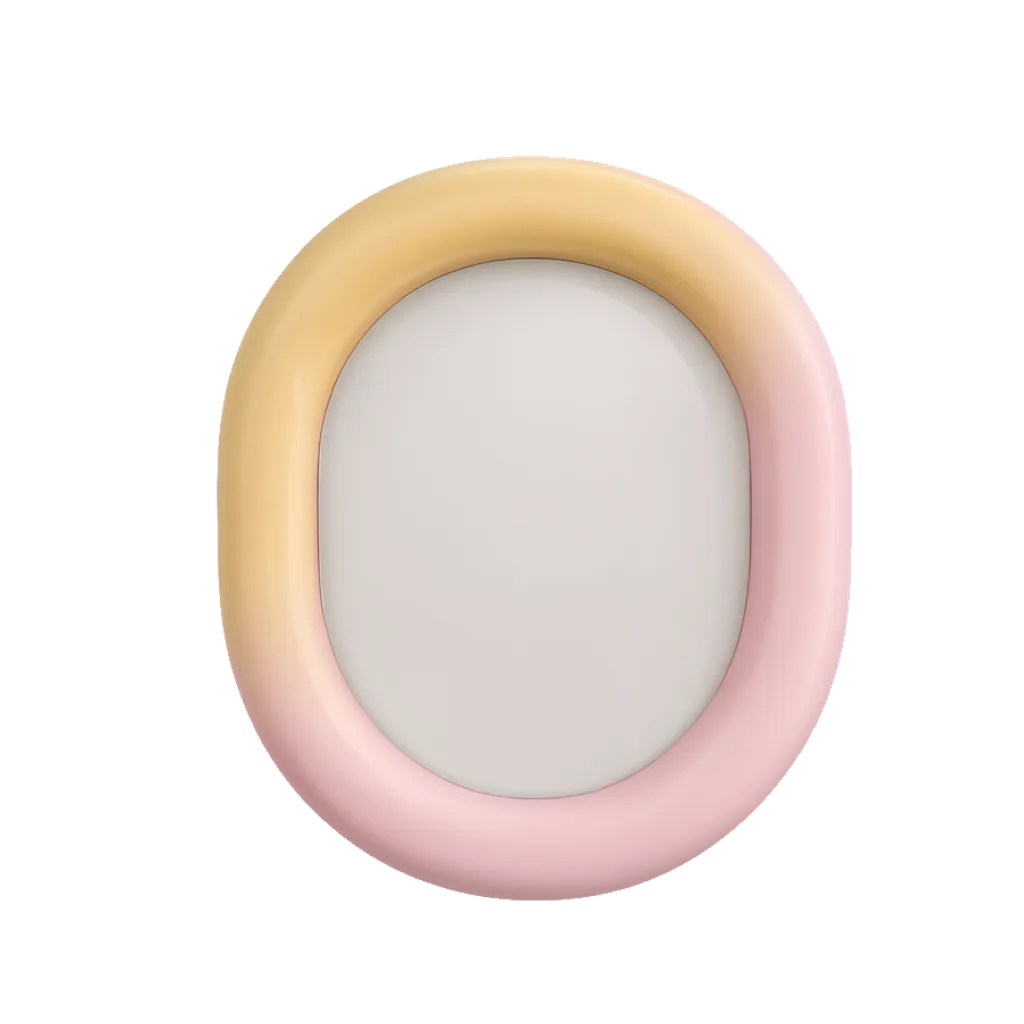 3D render of an oval wall mirror with a thick frame