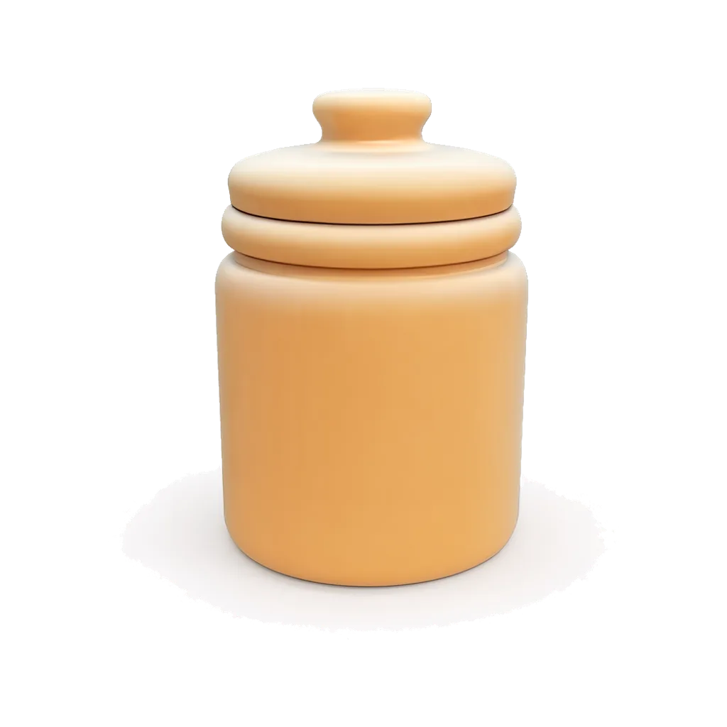 3D render of an amber storage jar with a lid
