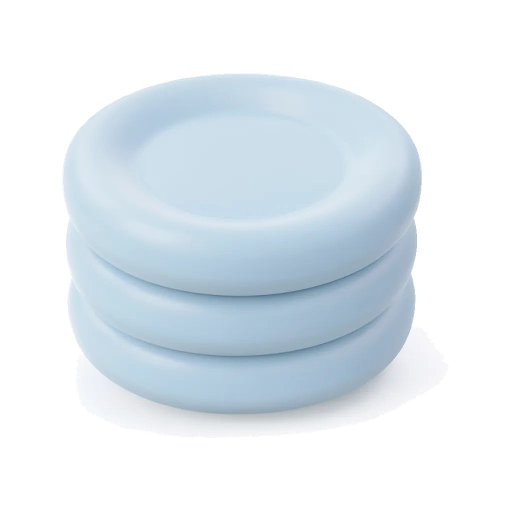 3D render of a stack of three plates