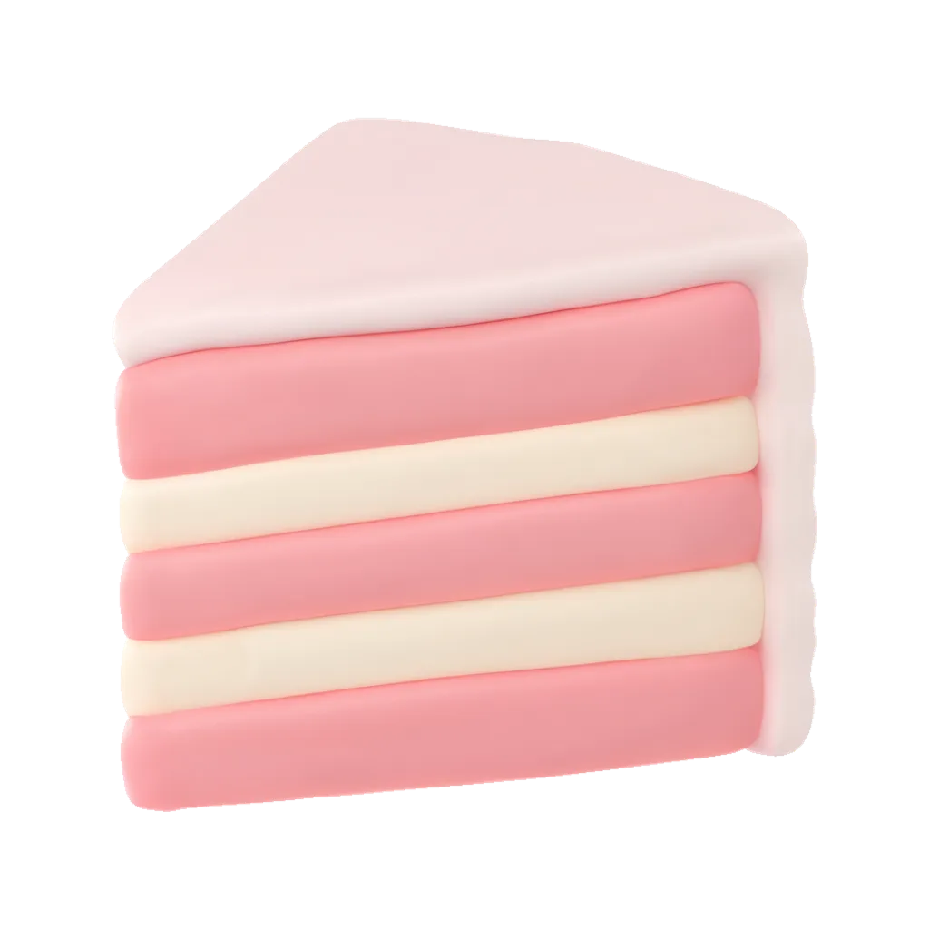3D render of a slice of layered cake