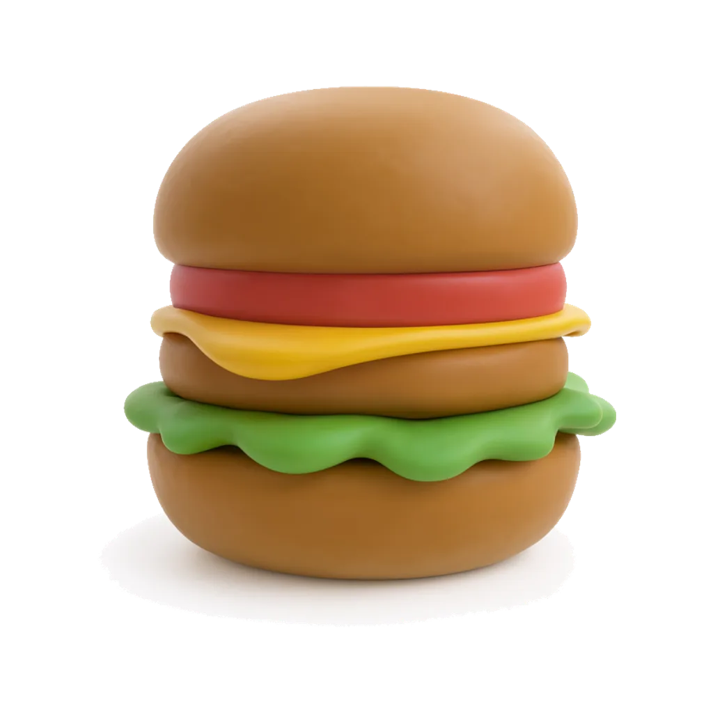 3D render of a stacked burger