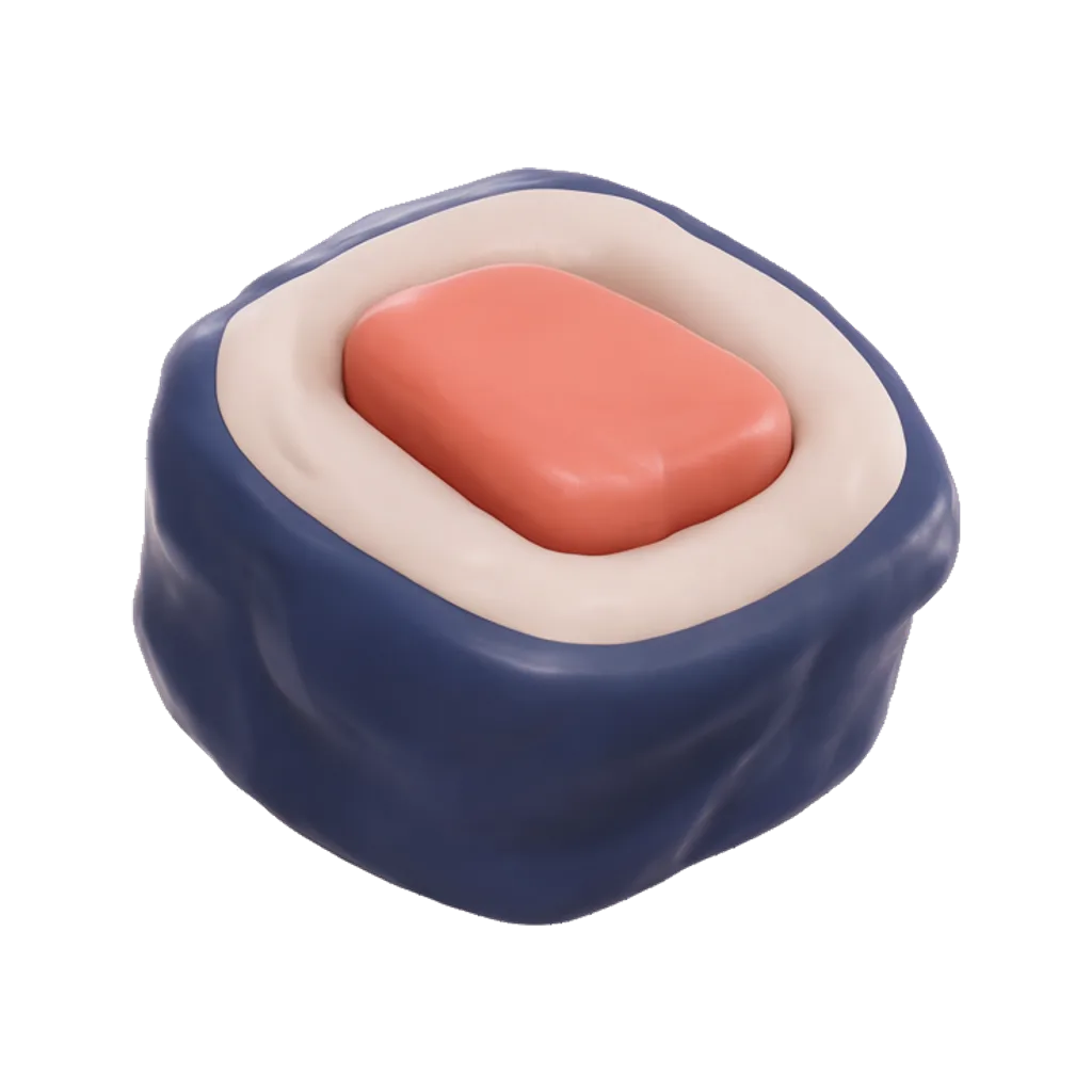 3D render of a sushi roll piece