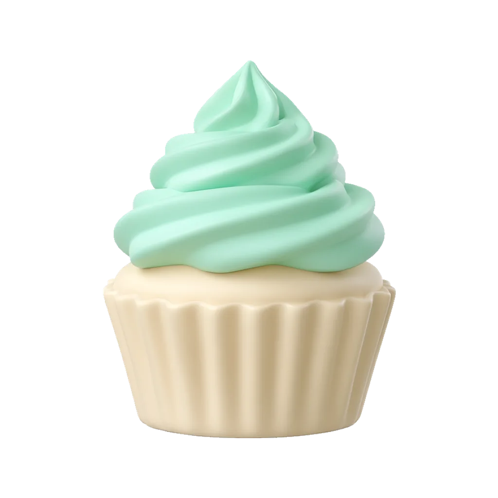 3D render of a cupcake with swirl frosting