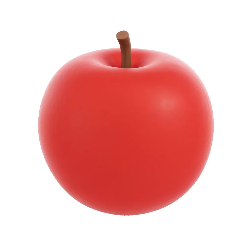 3D render of a round red apple