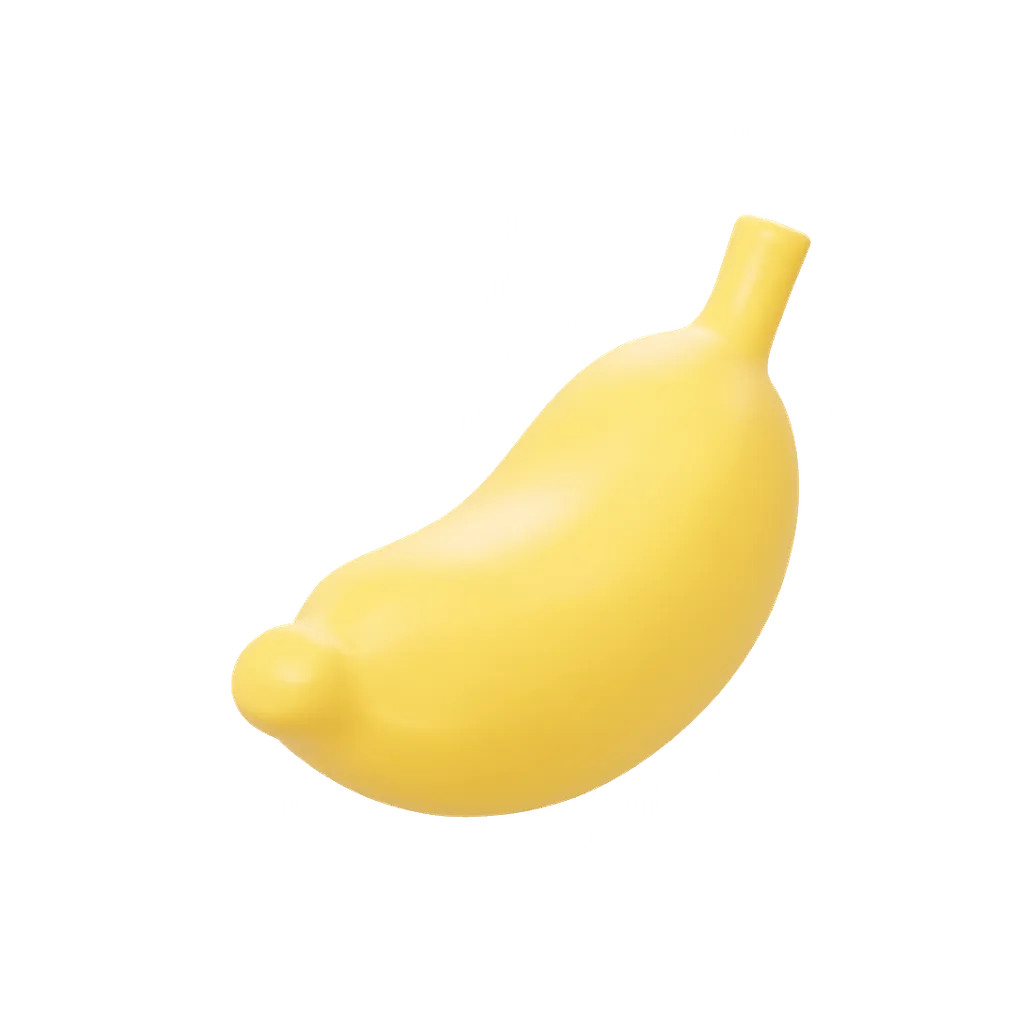 3D render of a single yellow banana