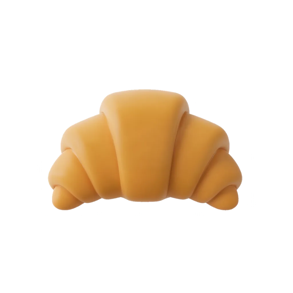 3D render of a golden croissant