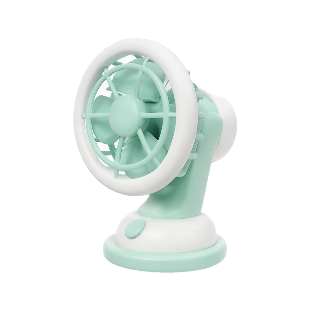 3D render of a small desk fan