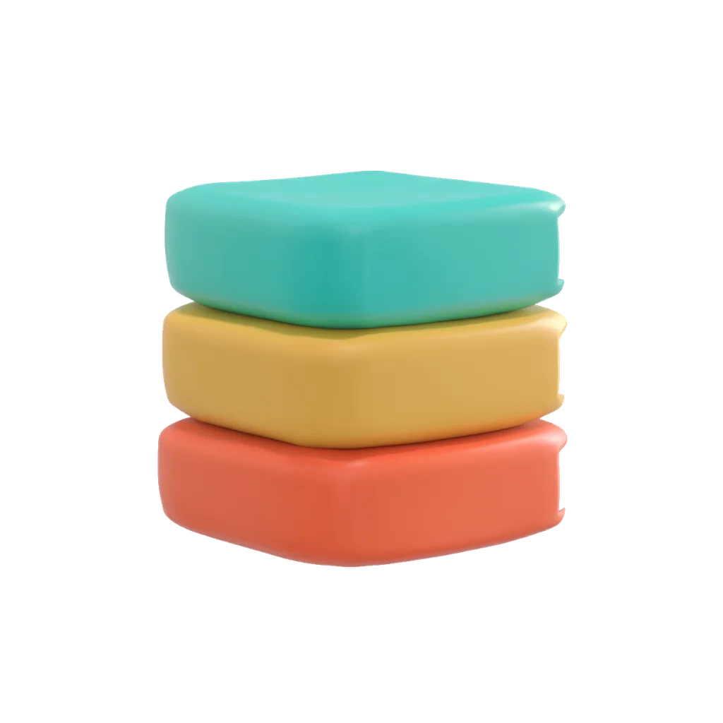 3D render of a stack of three books