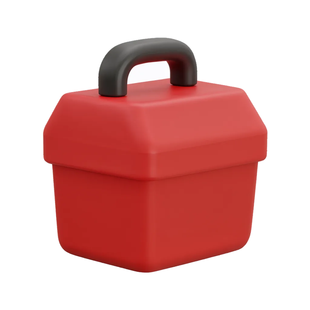 3D render of a toolbox with a handle