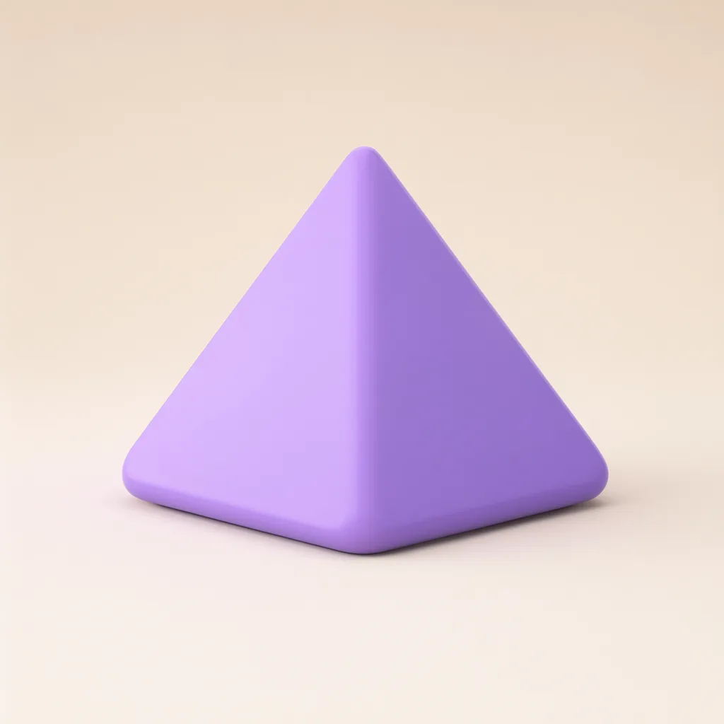 3D abstract sculpture of rounded pyramid in lilac and violet