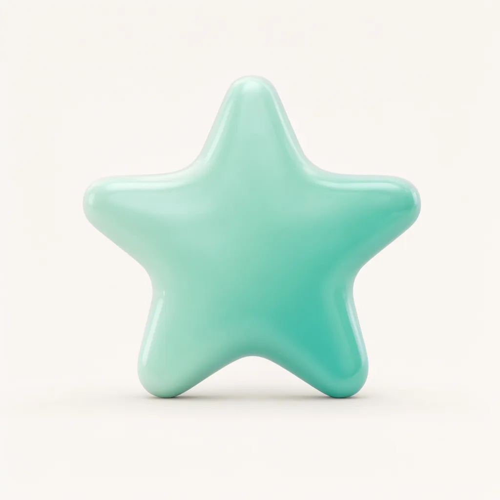 3D abstract sculpture of soft star in mint and teal